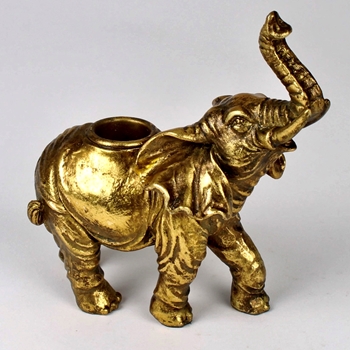 Candle Holder - Elephant Gold Taper Candle 5.5in