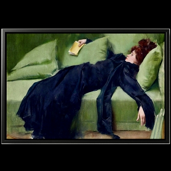 46W/30H Framed Giclee - Casas Decadent Girl Reading Black Frame