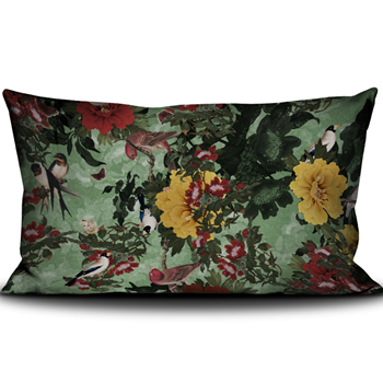 Voglio Bene France - Velvet Cushion Les Oiseaux - 26X16in with Feather Insert