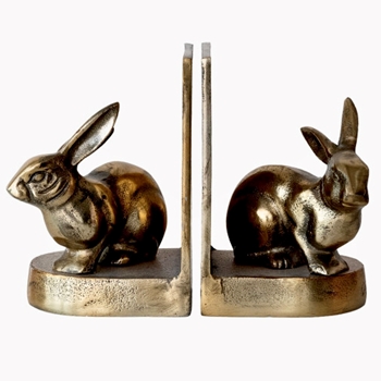 Bookends - Brass Resin Bunnies 4x7in