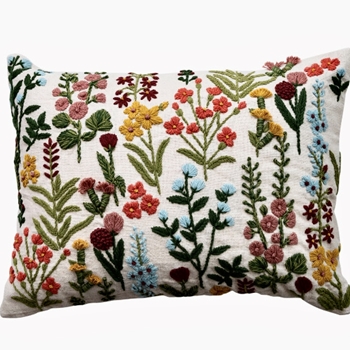 Cushion -  Flowers Crewel 20ix14in