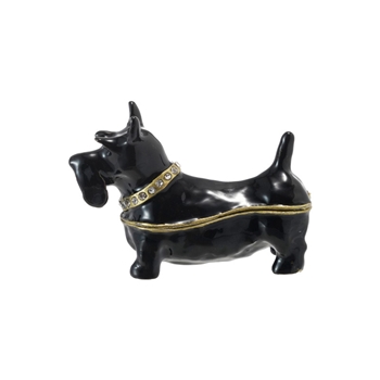 Box - Scottie Enamel Black & Gold 4x2in