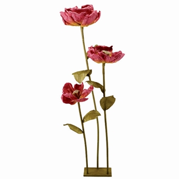 Poppy Stand Cayenne Red 3 Bloom / Metal Base 61in