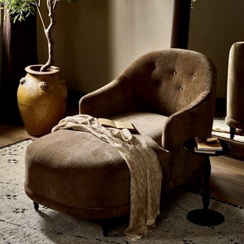 Marnie - Chaise Mocha Mushroom Chenille Velvet  32W/61D/35H