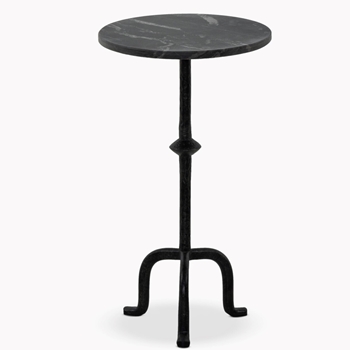 Accent Table - Jocelyn Black Marble & Iron  12x21in