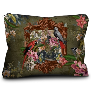 Voglio Bene France - Velvet Pouch Parrots - 9x6in