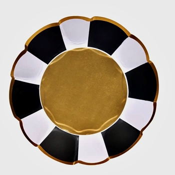 Paper Plate - CORDOBA 6.5in Appy - Black/Gold/WHITE  PK8