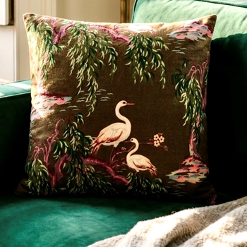Cushion - Shore Birds Chocolate Velvet 20sq